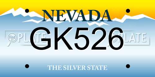 GK526 Nevada License Plate