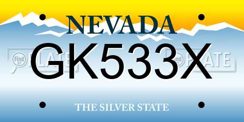 GK533X Nevada License Plate