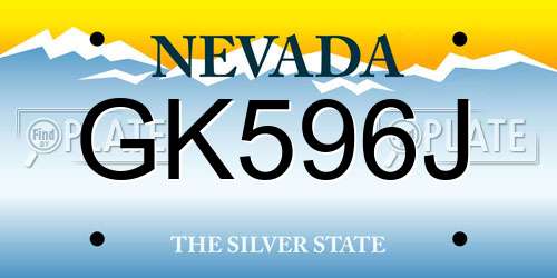 GK596J Nevada License Plate