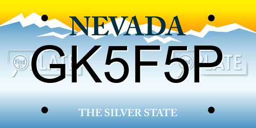 GK5F5P Nevada License Plate