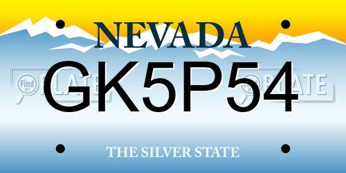 GK5P54 Nevada License Plate