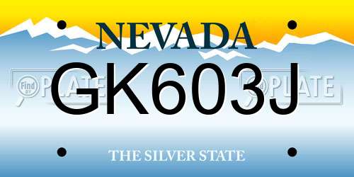 GK603J Nevada License Plate