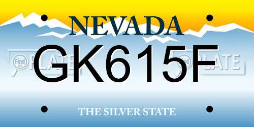 GK615F Nevada License Plate