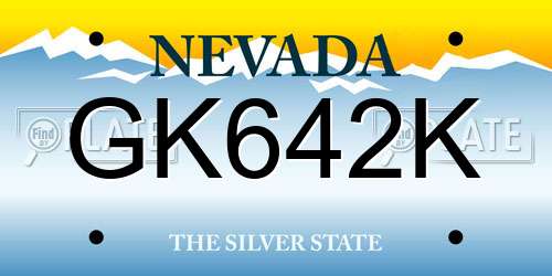GK642K Nevada License Plate