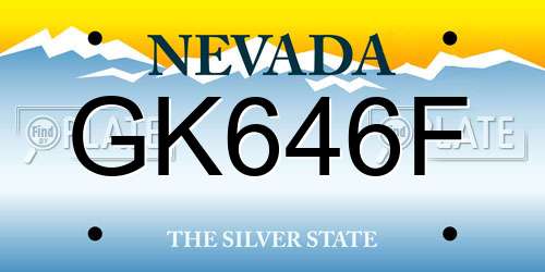 GK646F Nevada License Plate