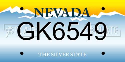 GK6549 Nevada License Plate