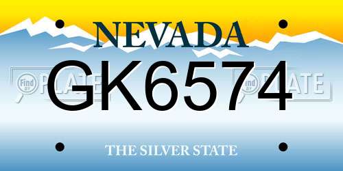 GK6574 Nevada License Plate