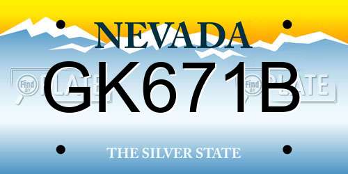 GK671B Nevada License Plate
