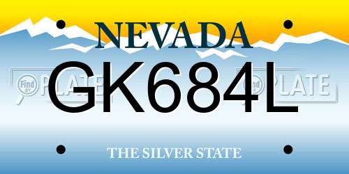 GK684L Nevada License Plate