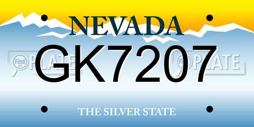 GK7207 Nevada License Plate
