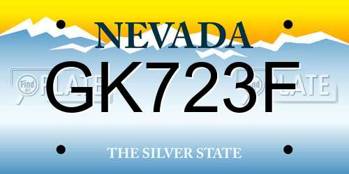 GK723F Nevada License Plate
