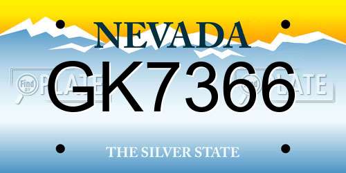 GK7366 Nevada License Plate