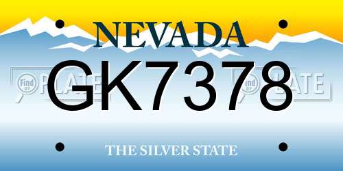 GK7378 Nevada License Plate