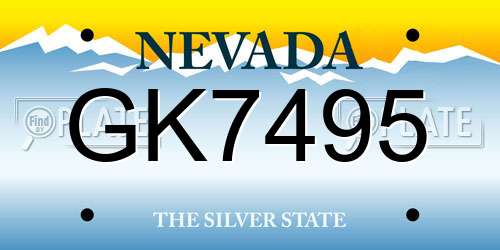 GK7495 Nevada License Plate