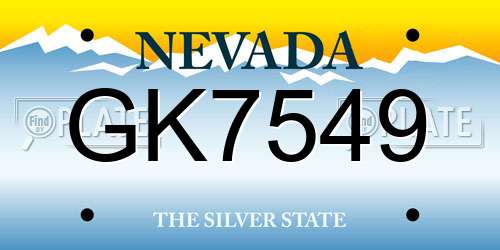 GK7549 Nevada License Plate