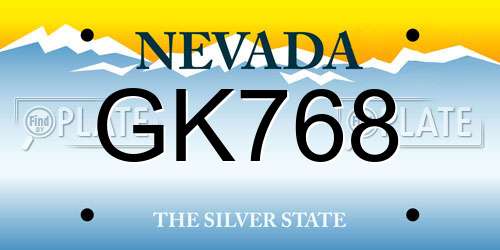 GK768 Nevada License Plate