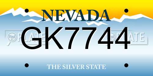 GK7744 Nevada License Plate