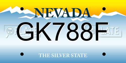 GK788F Nevada License Plate