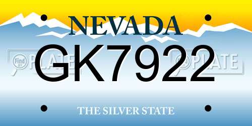 GK7922 Nevada License Plate