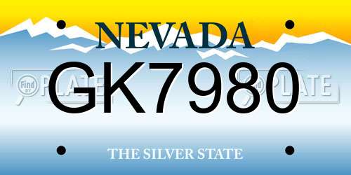 GK7980 Nevada License Plate