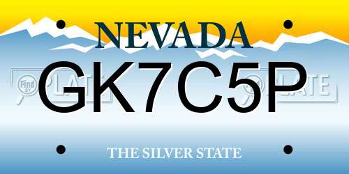 GK7C5P Nevada License Plate