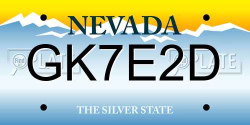 GK7E2D Nevada License Plate