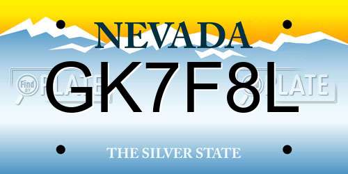 GK7F8L Nevada License Plate