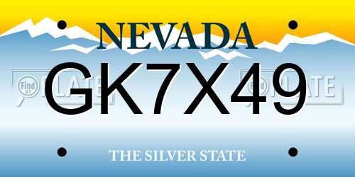 GK7X49 Nevada License Plate
