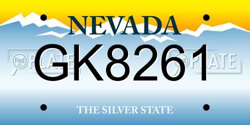 GK8261 Nevada License Plate