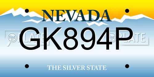 GK894P Nevada License Plate