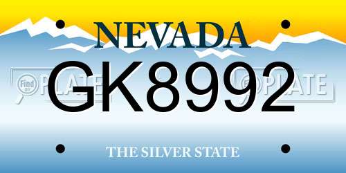 GK8992 Nevada License Plate