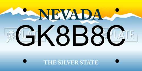 GK8B8C Nevada License Plate