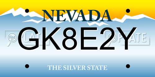 GK8E2Y Nevada License Plate