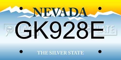 GK928E Nevada License Plate