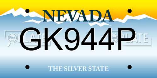 GK944P Nevada License Plate