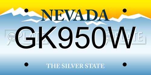 GK950W Nevada License Plate