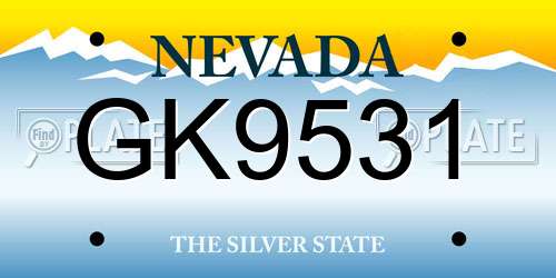 GK9531 Nevada License Plate