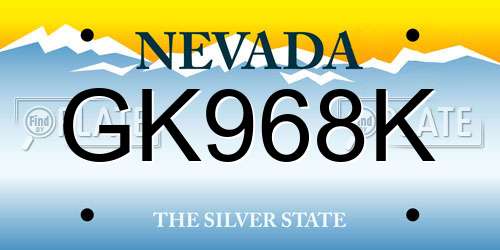 GK968K Nevada License Plate