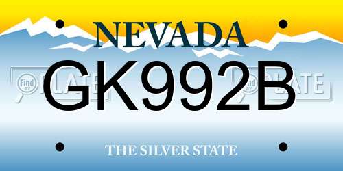 GK992B Nevada License Plate