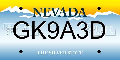 GK9A3D Nevada License Plate