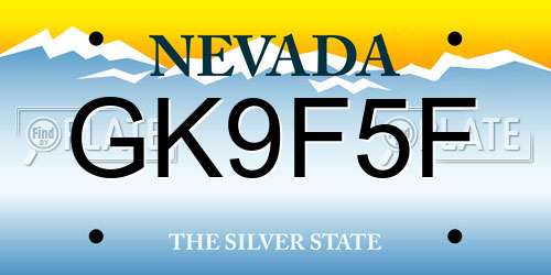 GK9F5F Nevada License Plate