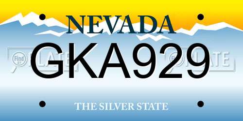 GKA929 Nevada License Plate