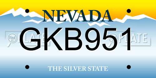 GKB951 Nevada License Plate