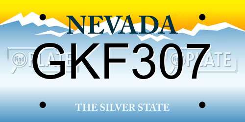 GKF307 Nevada License Plate