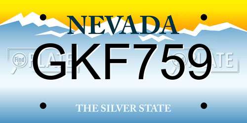 GKF759 Nevada License Plate