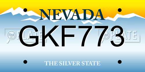 GKF773 Nevada License Plate