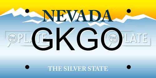 GKGO Nevada License Plate