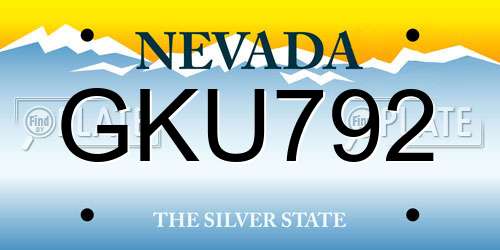 GKU792 Nevada License Plate