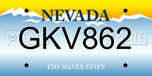 GKV862 Nevada License Plate
