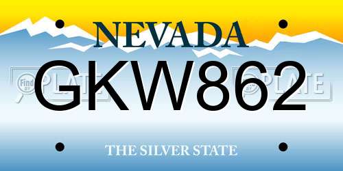 GKW862 Nevada License Plate